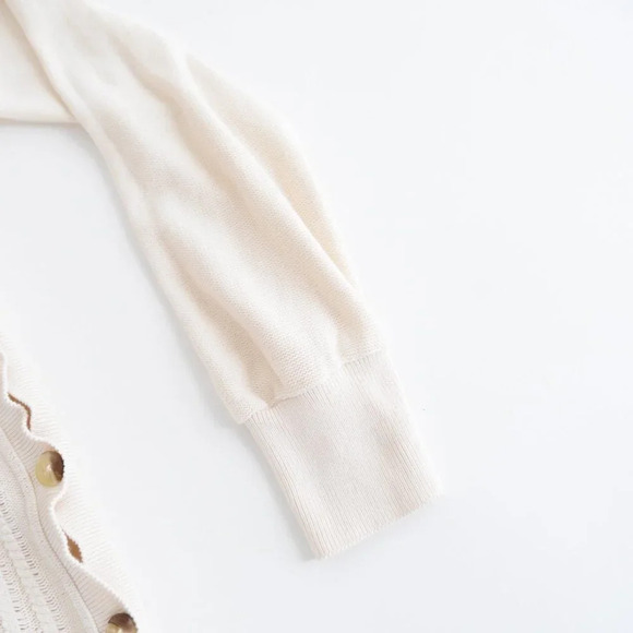 Anthropologie Saturday Sunday Cream  V-Neck Side Button Asymmetrical Sweater XS - Picture 6 of 14